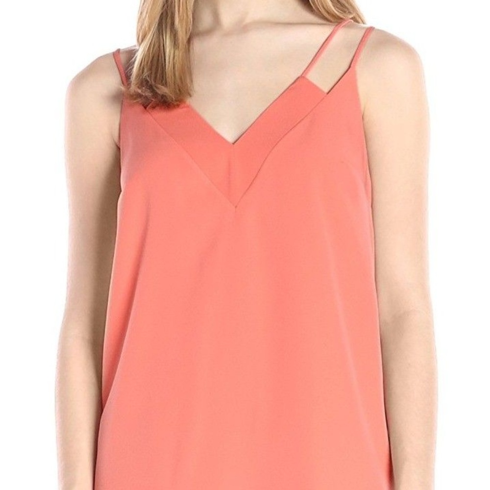 🆕Coral Double-Strap V-Neck Shift Dress
